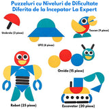 Puzzle cu Forme Geometrice - Jucarie Educativa din Lemn